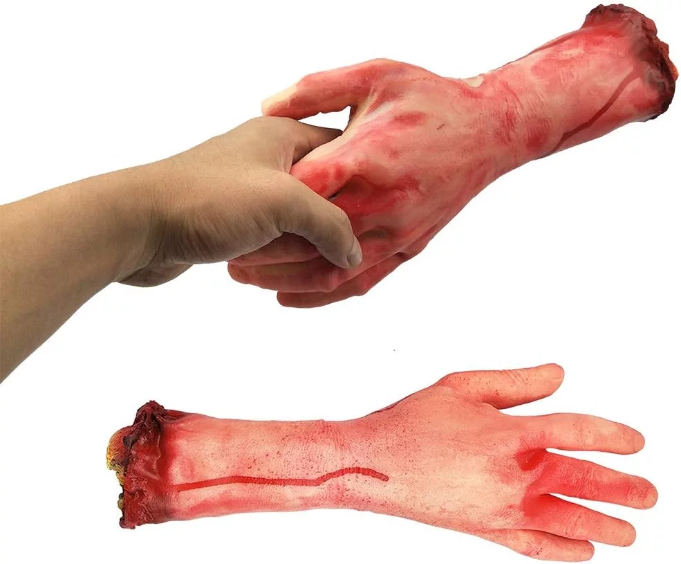 Brazos y manos ensangrentadas humanas, partes de cadá - ver para casa encantada o decoración de Halloween, 2 unidades, izquierda y derecha, Hands - Imagen 2