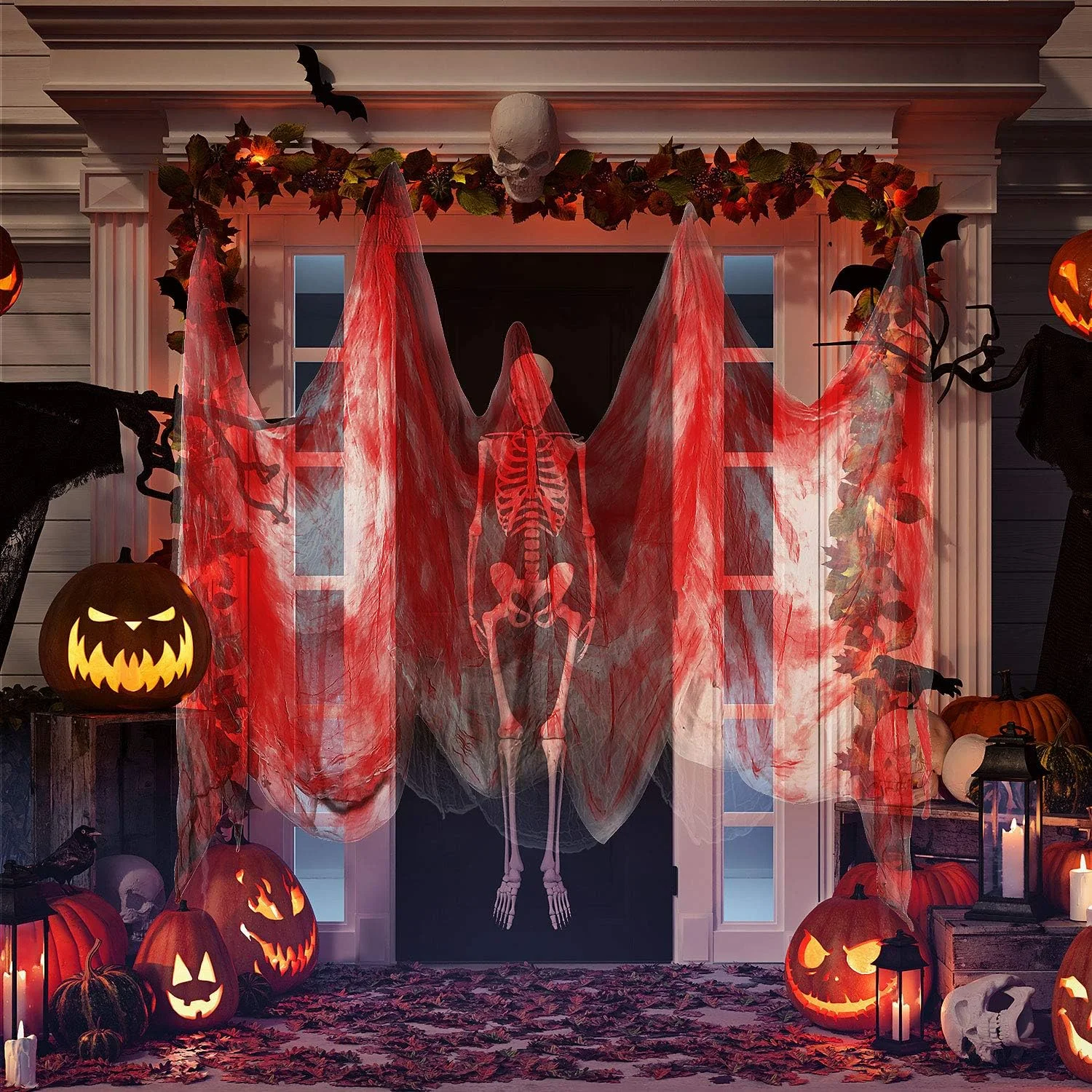 Boao Creepy Fabric 215 x 500 cm Creepy Cheesecloth Muslin Cotton Cloth Halloween Decorations for Haunted Houses Outdoor Door (Bloody) - Image 7