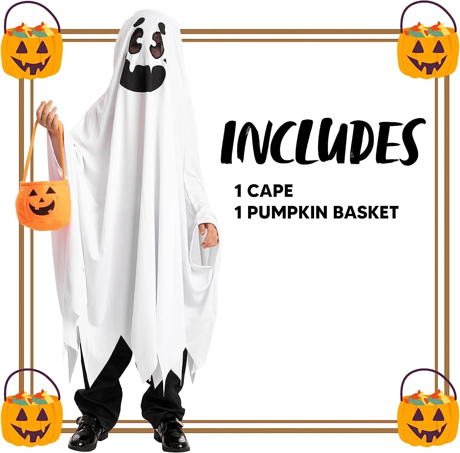 Spooktacular Creations Friendly Ghost Costume for Kids Halloween Trick or Treat Spooky - Image 4