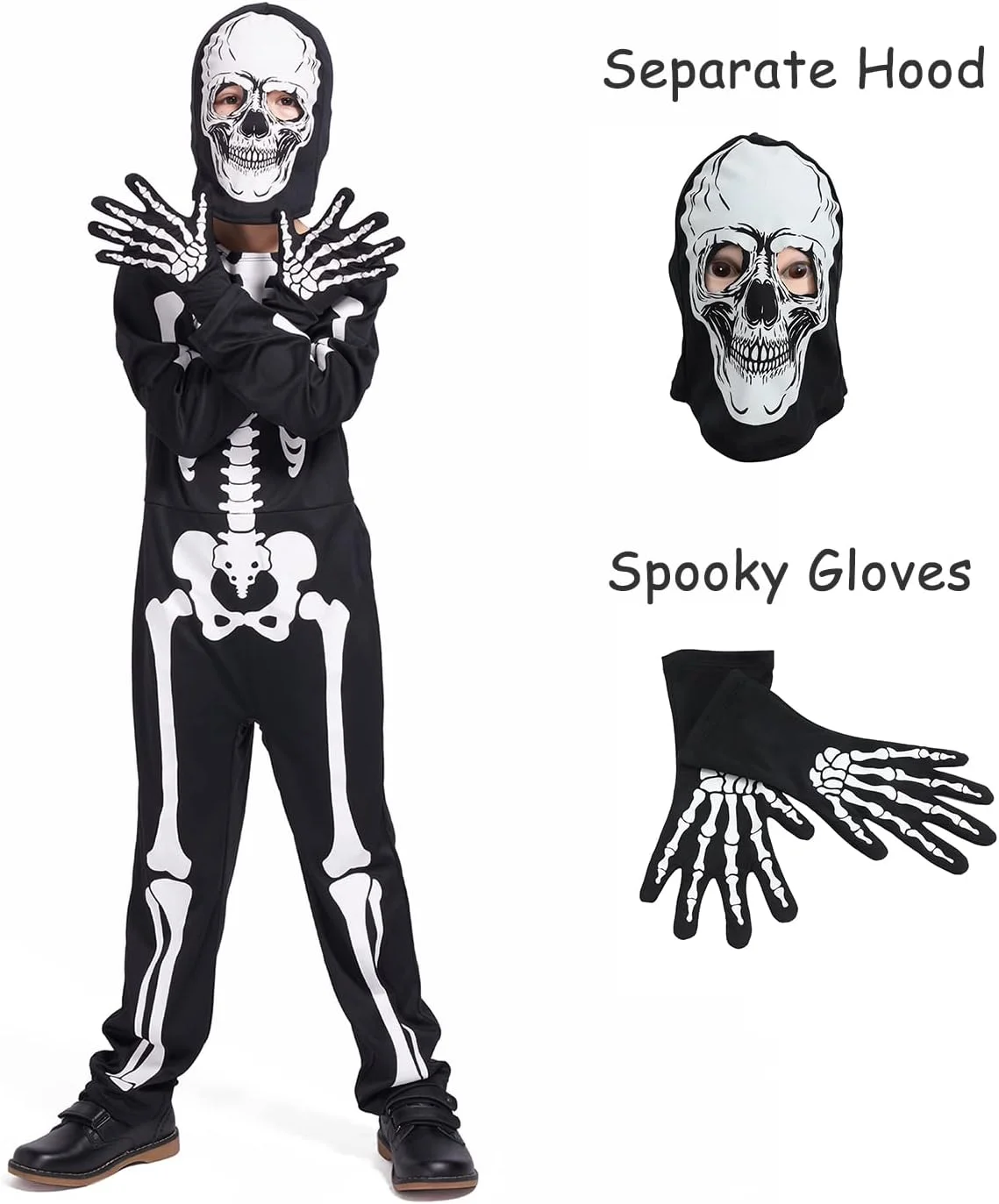 Sincere Party Skeleton Costume for Kids Halloween Glow-in-the-Dark Skeleton Costumes for Boys and Girls - Image 2