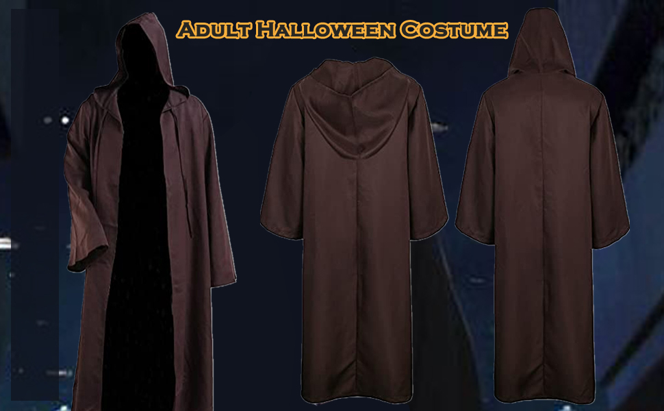 Capa para hombre para disfraz de Jedi, túnica de Halloween, uniforme con capucha