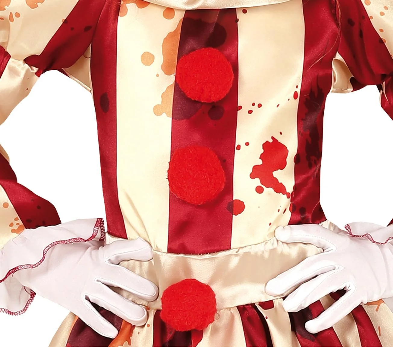 FIESTAS GUIRCA | Disfraz de Payaso a Rayas Infantil - Vestido, Pantalón y Cuello para Niñas - Disfraces de Payaso para Halloween y Fiestas Temáticas - Ideal para Niñas - Beige y Granate - Imagen 4