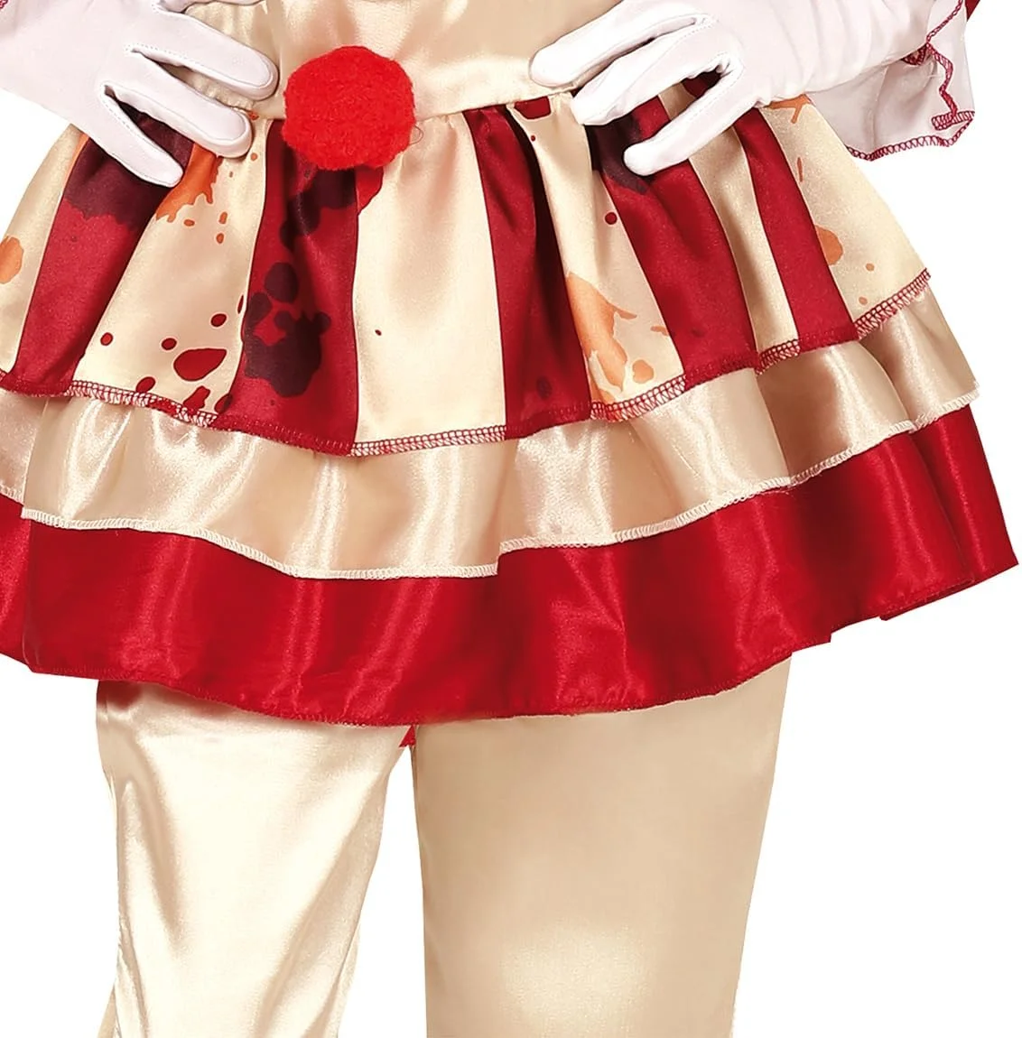 FIESTAS GUIRCA | Disfraz de Payaso a Rayas Infantil - Vestido, Pantalón y Cuello para Niñas - Disfraces de Payaso para Halloween y Fiestas Temáticas - Ideal para Niñas - Beige y Granate - Imagen 5