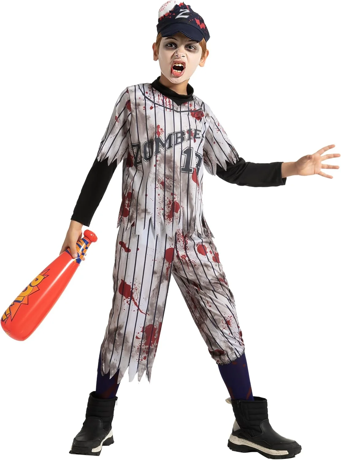 Spooktacular Creations Child Boy Scary Baseball Zombie Costume for Halloween Pretend Play - Image 2