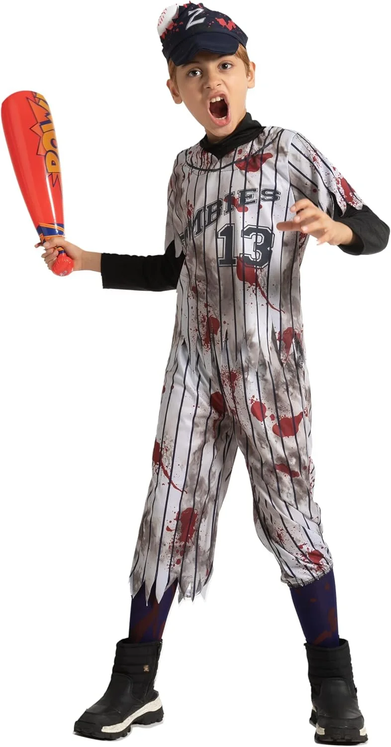 Spooktacular Creations Child Boy Scary Baseball Zombie Costume for Halloween Pretend Play - Image 3