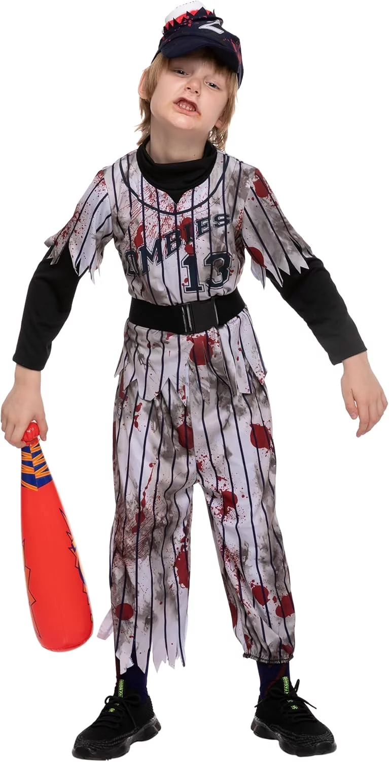 Spooktacular Creations Child Boy Scary Baseball Zombie Costume for Halloween Pretend Play - Image 6