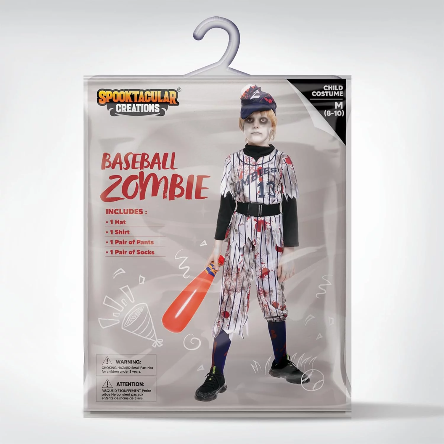 Spooktacular Creations Child Boy Scary Baseball Zombie Costume for Halloween Pretend Play - Image 7