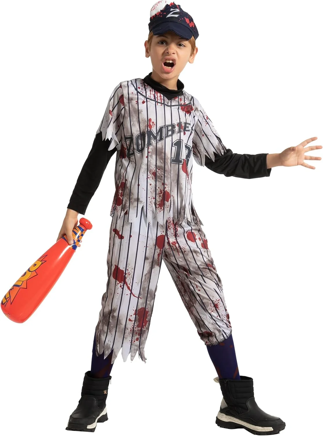 Spooktacular Creations Child Boy Scary Baseball Zombie Costume for Halloween Pretend Play - Image 9