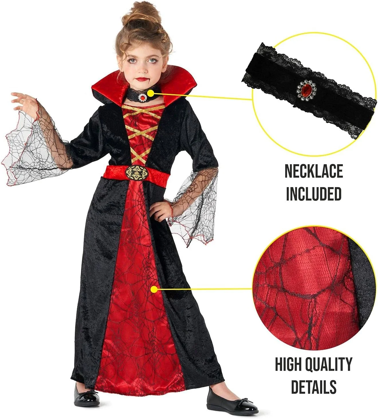 Morph Disfraz Vampiresa Niña, Disfraz Vampira Niña, Disfraz Vampiro Niña, Vampiresa Niña Disfraz, Disfraces Vampiros Niña, Disfraz Niña Halloween Vampiresa, Disfraz Halloween Niña Vampira (copia) - Image 3