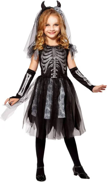 WIDMANN MILANO PARTY FASHION - Disfraz infantil novia esqueleto, vestido, novia muerte, Halloween