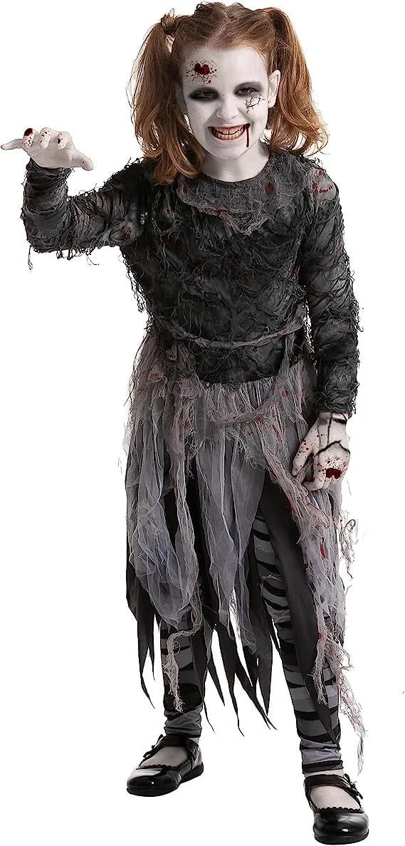 Spooktacular Creations Zombie Costume for Child Girl Halloween Fingend Up (Large (10-12 years) - Image 3
