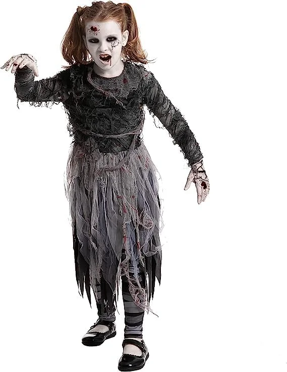 Spooktacular Creations Zombie Costume for Child Girl Halloween Fingend Up (Large (10-12 years) - Image 4