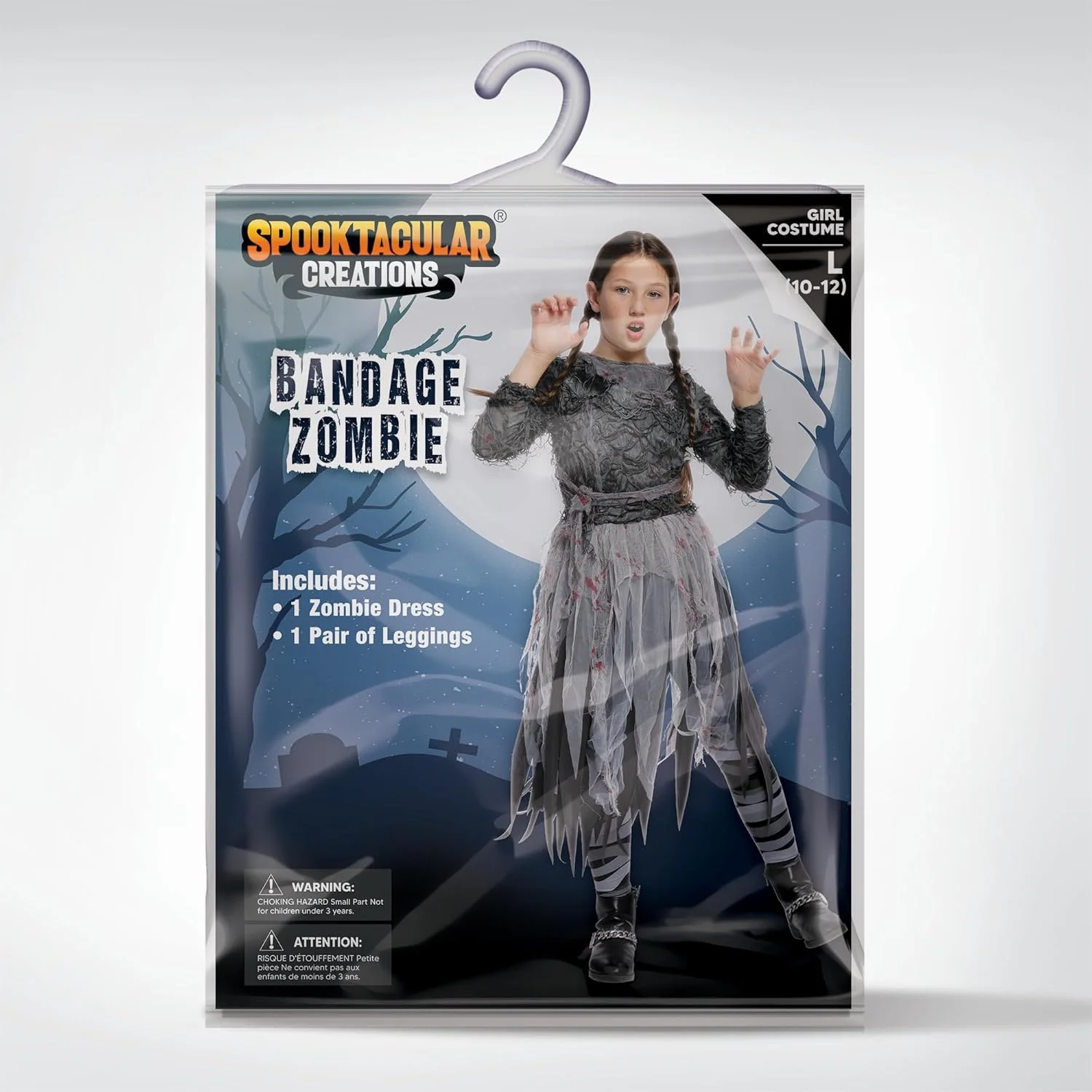 Spooktacular Creations Zombie Costume for Child Girl Halloween Fingend Up (Large (10-12 years) - Image 7