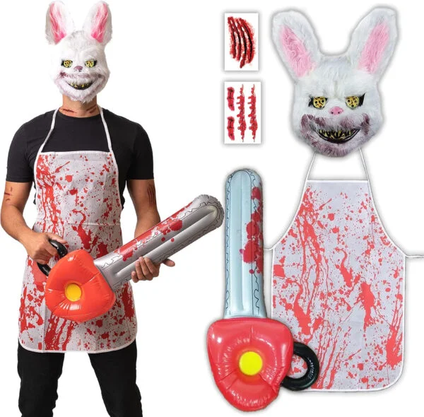 5pcs Horror Rabbit - Halloween Costumes For Men - Adult & Teen One Size Fits All - 2022 Trending Fancy Dress - UK Based Brand