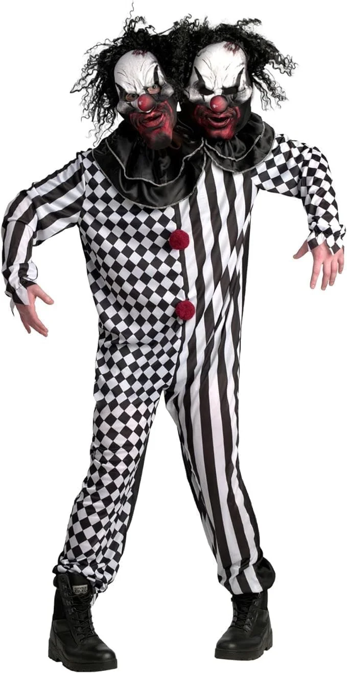 Morph Costumes Premium - Killer Clown Costume for Men, Two-Headed Clown Costume, Adult Halloween Clown Costume, Adult Killer Clown Costume, Men's Halloween Costume Sizes L, XL