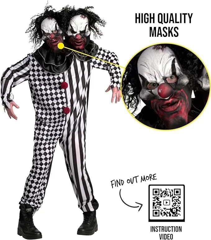 Morph Costumes Premium - Killer Clown Costume for Men, Two-Headed Clown Costume, Adult Halloween Clown Costume, Adult Killer Clown Costume, Men's Halloween Costume Sizes L, XL - Image 2