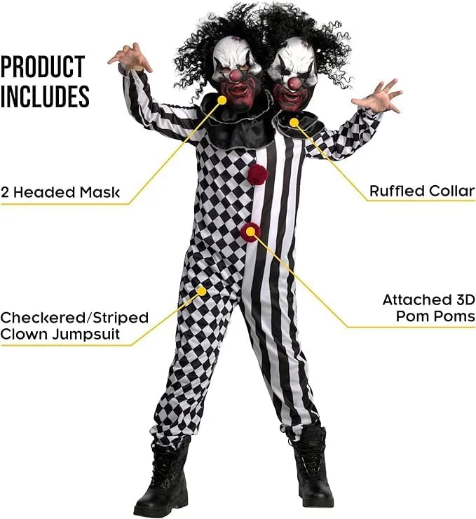 Morph Costumes Premium - Killer Clown Costume for Men, Two-Headed Clown Costume, Adult Halloween Clown Costume, Adult Killer Clown Costume, Men's Halloween Costume Sizes L, XL - Image 3