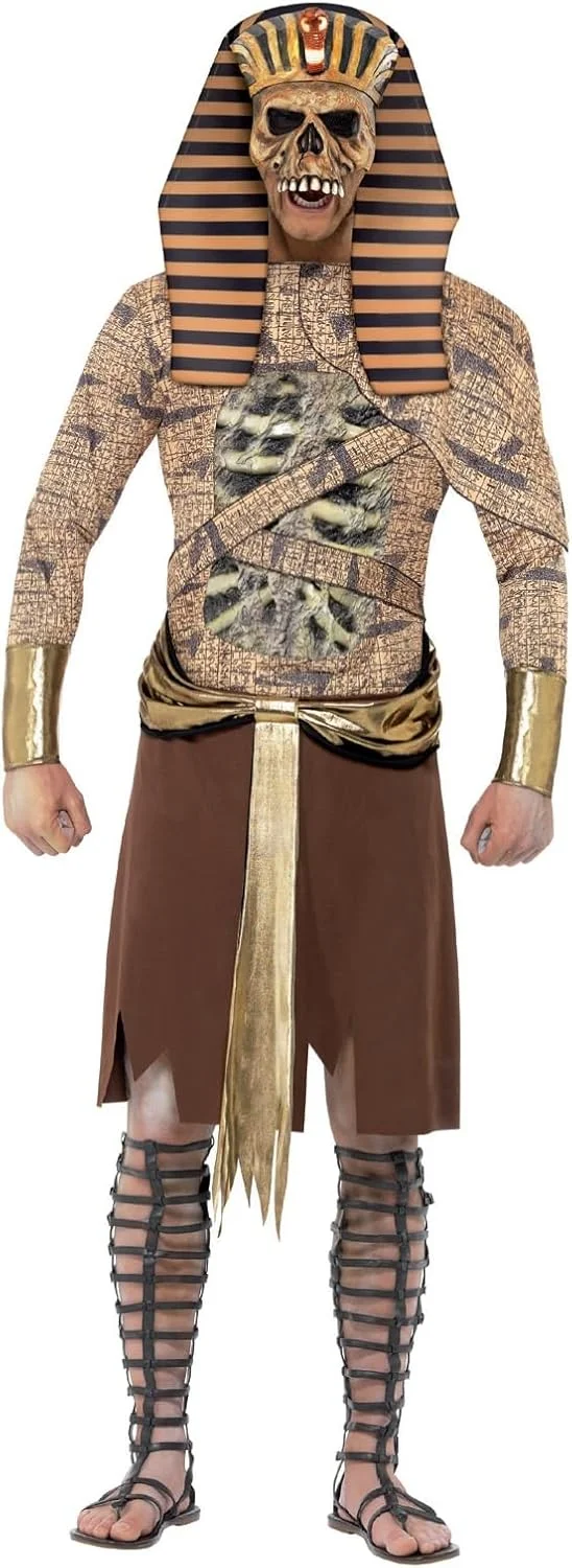 Smiffys Zombie Pharaoh Costume, Gold, with Tabard, Armbands, and Headpiece - Image 2