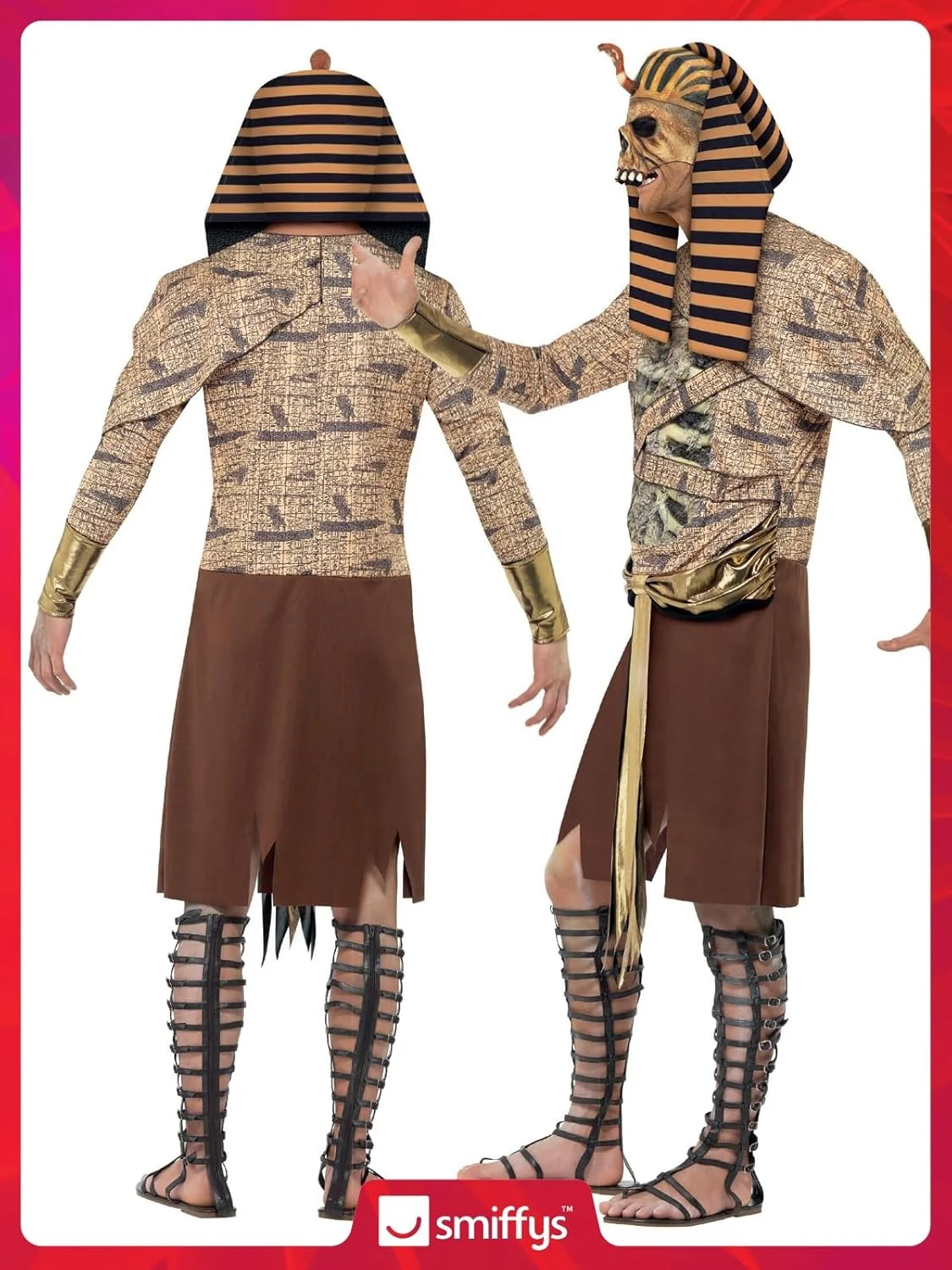 Smiffys Zombie Pharaoh Costume, Gold, with Tabard, Armbands, and Headpiece - Image 7