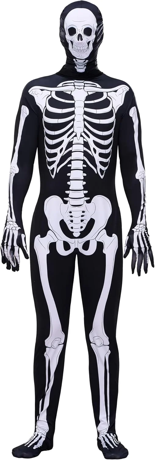 Spooktacular Creations Men's Skeleton Halloween Costume with Hood for Adult Themed Parties, Halloween - Image 3