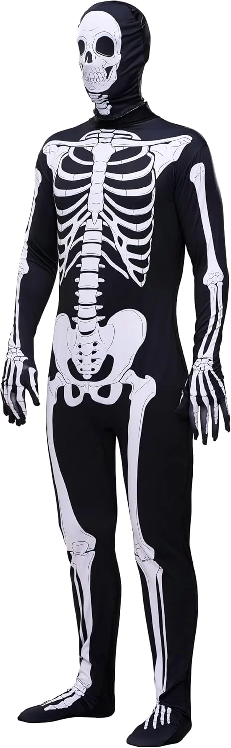 Spooktacular Creations Men's Skeleton Halloween Costume with Hood for Adult Themed Parties, Halloween - Image 7