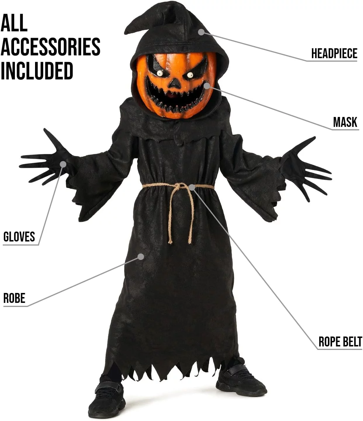 Morph Costumes Pumpkin Kid Costume, Scarecrow Kid Costume, Scarecrow Girl Costume, Pumpkin Mask Kid, Monster Kid Costume, Halloween Kid Scary Costume Sizes T2, S, M, L, XL - Image 2
