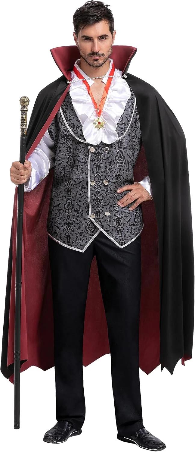 Spooktacular Creations Halloween Vampire Costume in Cold Silver for Adults and Men, Halloween Party Events
