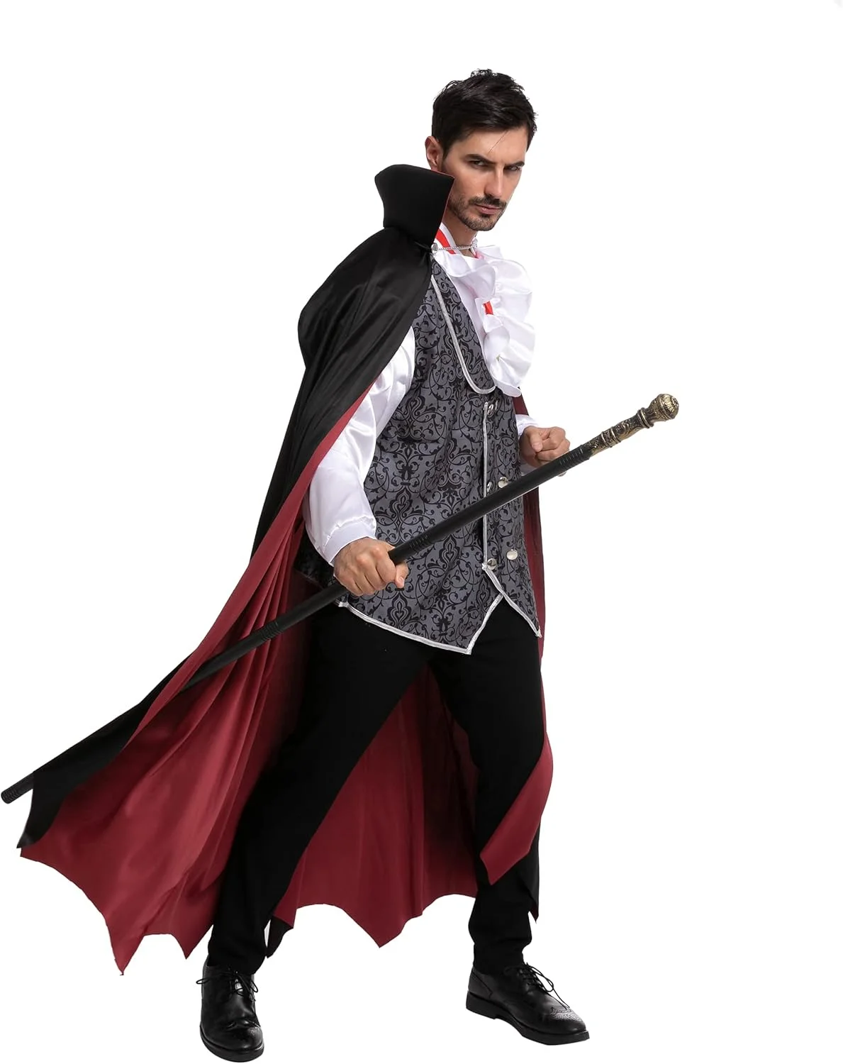 Spooktacular Creations Halloween Vampire Costume in Cold Silver for Adults and Men, Halloween Party Events - Image 4