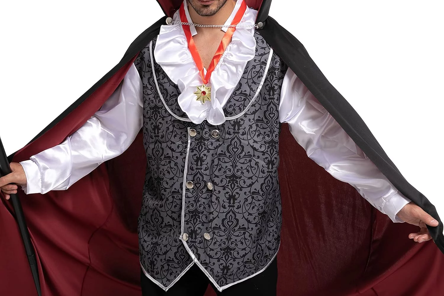 Spooktacular Creations Halloween Vampire Costume in Cold Silver for Adults and Men, Halloween Party Events - Image 6