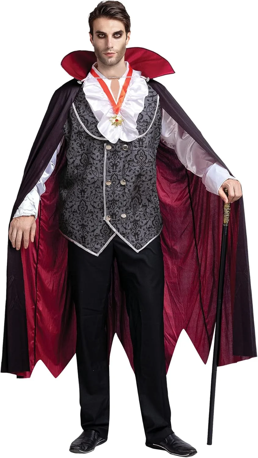 Spooktacular Creations Halloween Vampire Costume in Cold Silver for Adults and Men, Halloween Party Events - Image 8