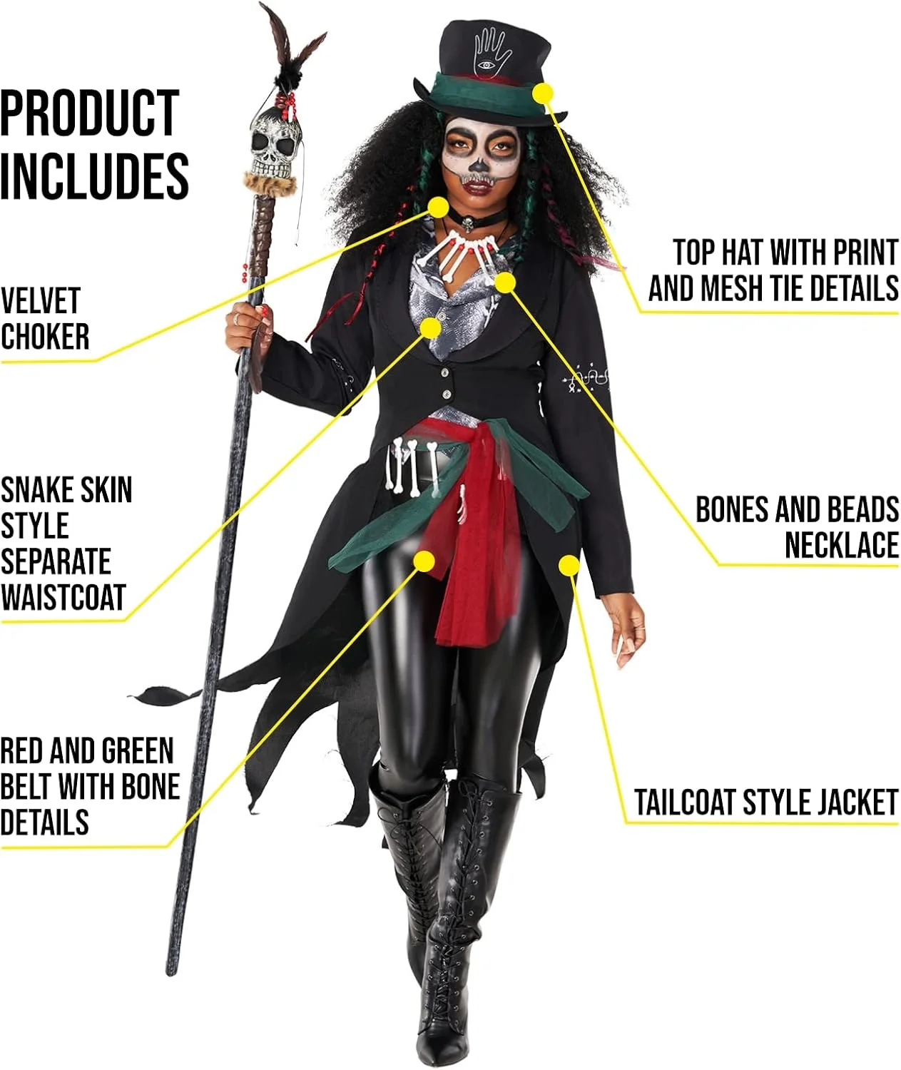 Morph Voodoo Costume for Women, Voodoo Costume Women, Witch Costume Women, Witch Costumes for Women, Sorceress Costume, Adult Women's Halloween Costume, Women's Halloween Costumes Sizes S, M, L, XL - Image 2