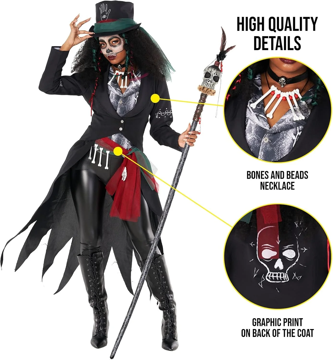 Morph Voodoo Costume for Women, Voodoo Costume Women, Witch Costume Women, Witch Costumes for Women, Sorceress Costume, Adult Women's Halloween Costume, Women's Halloween Costumes Sizes S, M, L, XL - Image 3