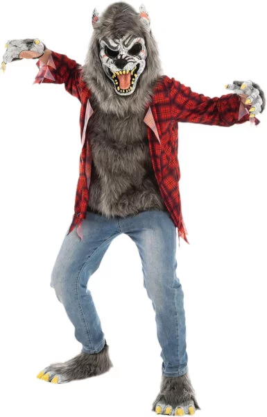 Spooktacular Creations Unisex Kids Red Werewolf Costume with Mask, Gloves, and Shoe Covers