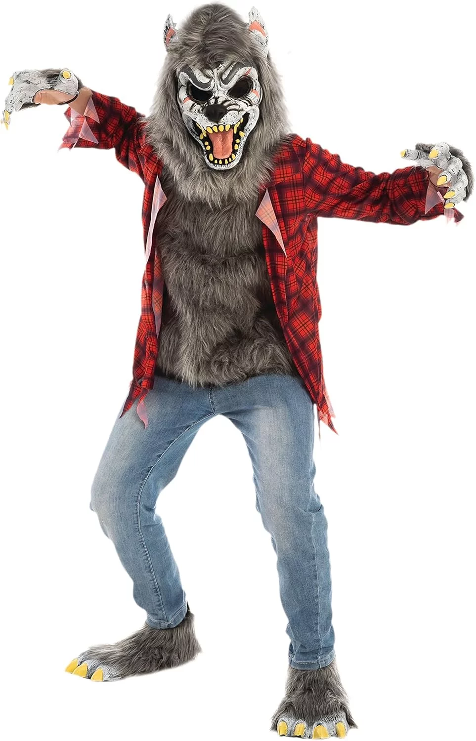 Spooktacular Creations Unisex Kids Red Werewolf Costume with Mask, Gloves, and Shoe Covers
