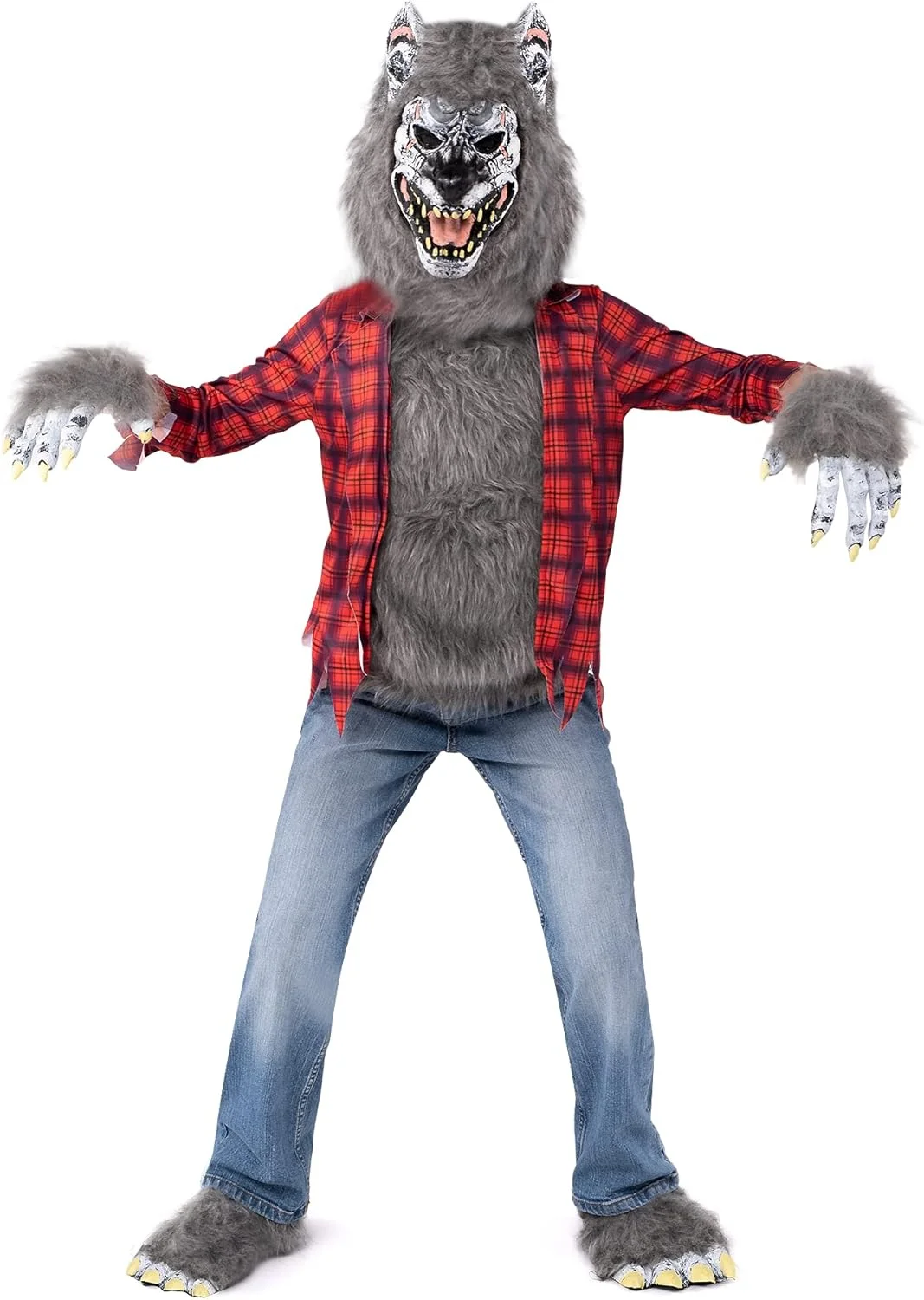 Spooktacular Creations Unisex Kids Red Werewolf Costume with Mask, Gloves, and Shoe Covers - Image 2