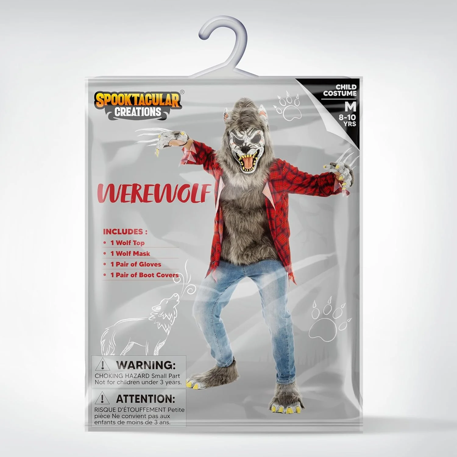 Spooktacular Creations Unisex Kids Red Werewolf Costume with Mask, Gloves, and Shoe Covers - Image 6