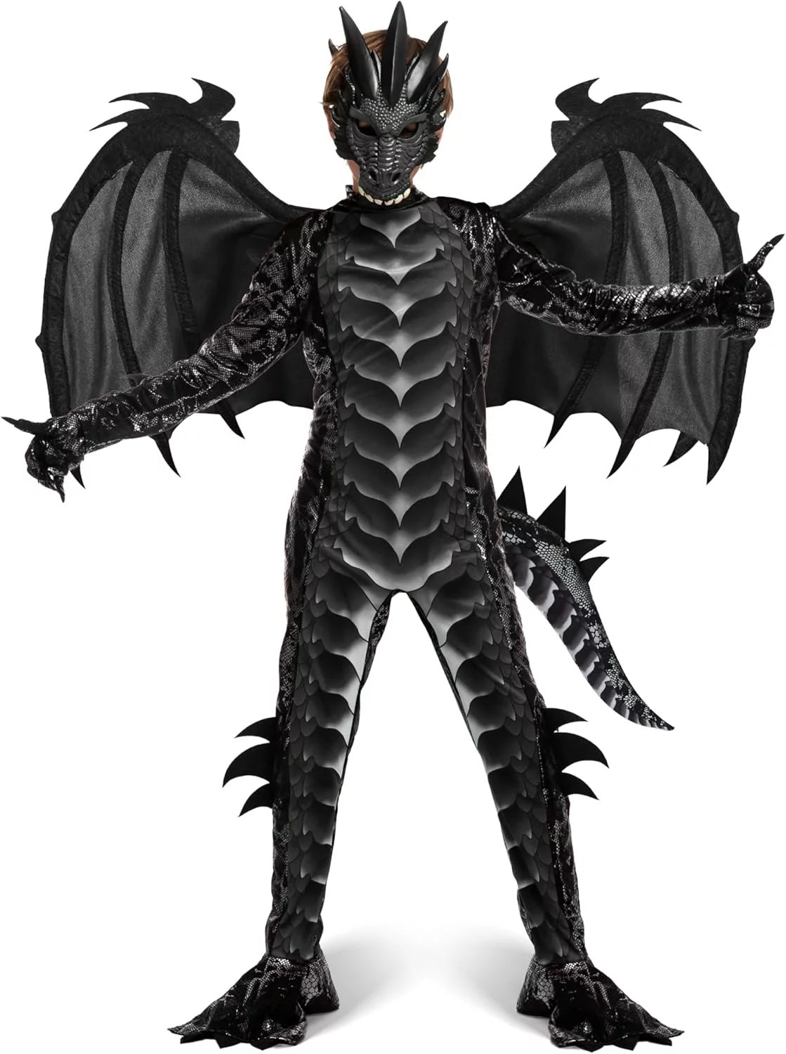 Spooktacular Creations Kids Dragon Costume, Dragon Wings and Mask, Halloween Outfit, Dragon Suit for Kids for Halloween Parties, Cosplay