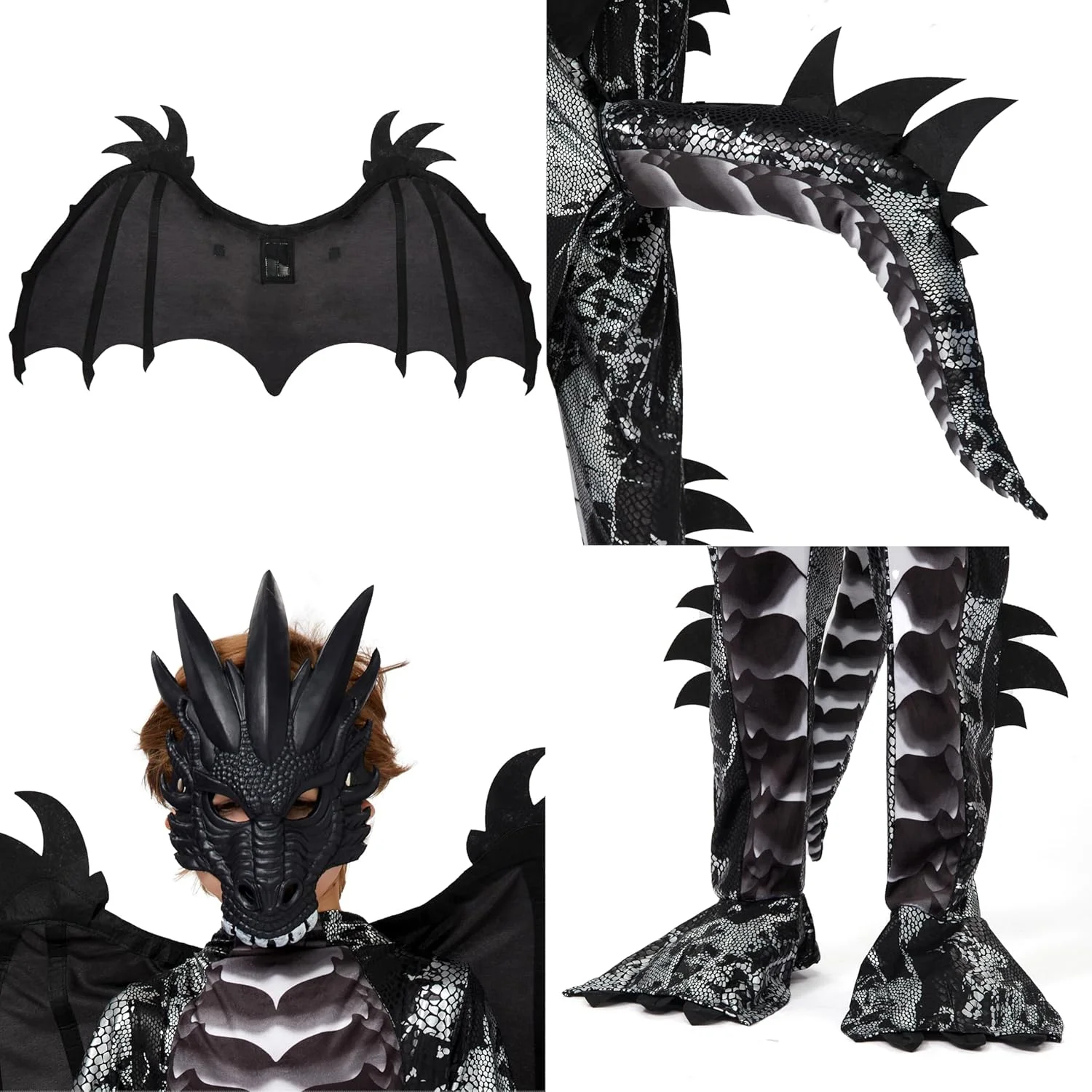 Spooktacular Creations Kids Dragon Costume, Dragon Wings and Mask, Halloween Outfit, Dragon Suit for Kids for Halloween Parties, Cosplay - Image 5