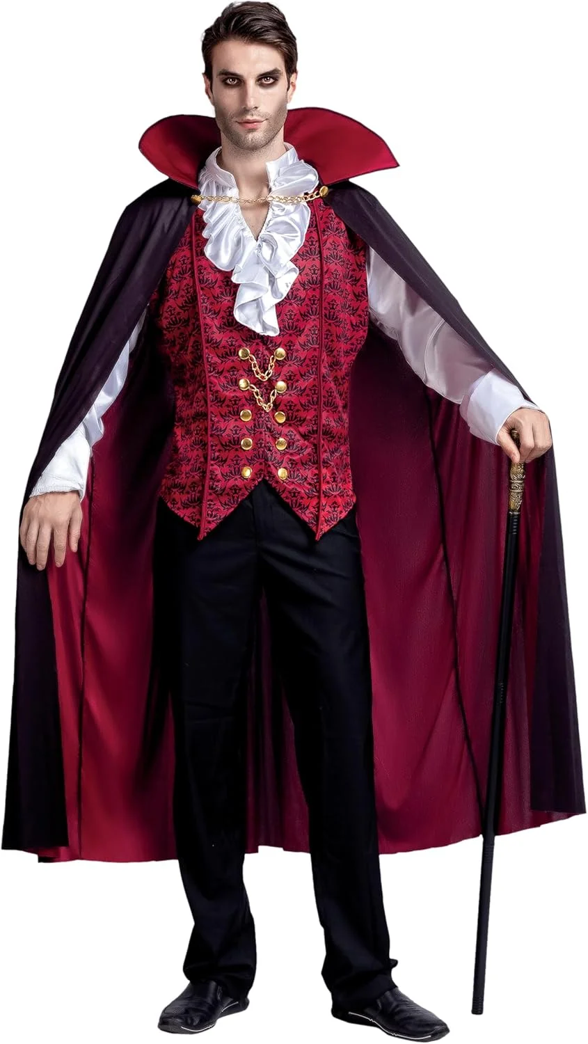 Spooktacular Creations Renacimiento Medieval vampiro espantoso lujo disfraz de Halloween para hombres juego de rol pecados Cosplay - Imagen 8