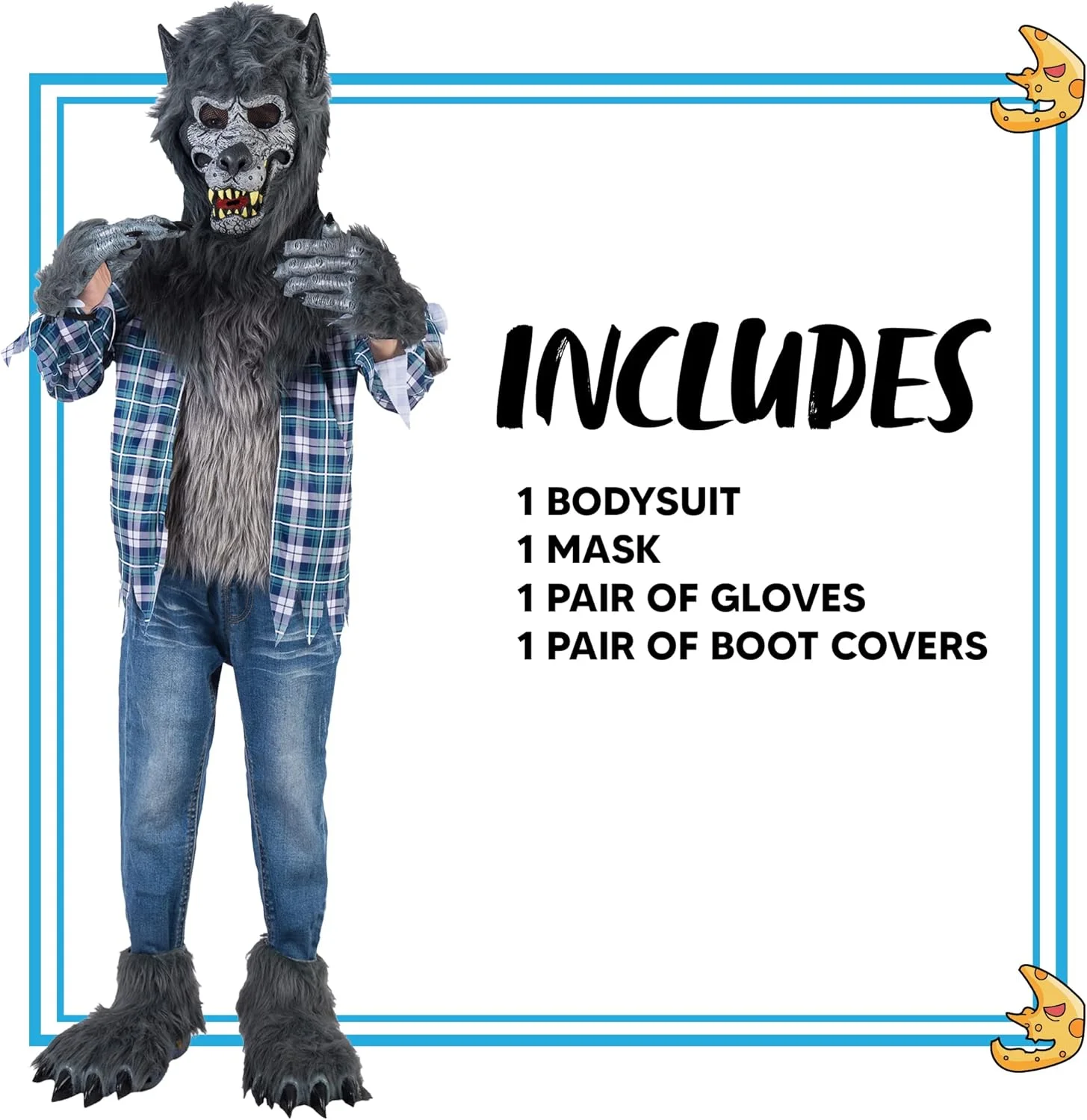 Spooktacular Creations Deluxe Howling Werewolf Costume with Mask, Werewolf Claw Gloves, Boot Covers, Halloween Wolf Costume for Kids-XXL (14-16 years) - Image 5