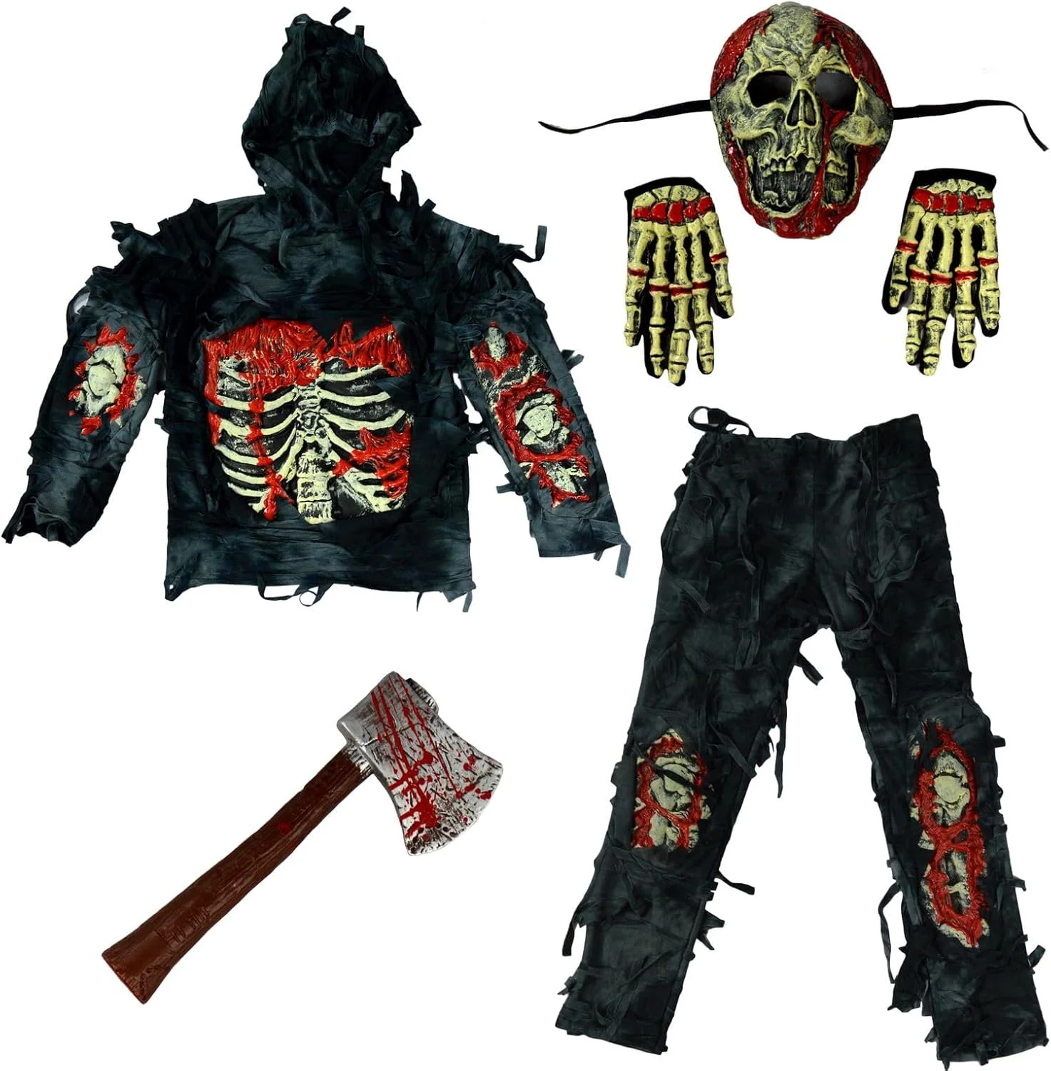 Spooktacular Creations Deluxe Zombie Costume for Kids with Bloody Axe - Image 3