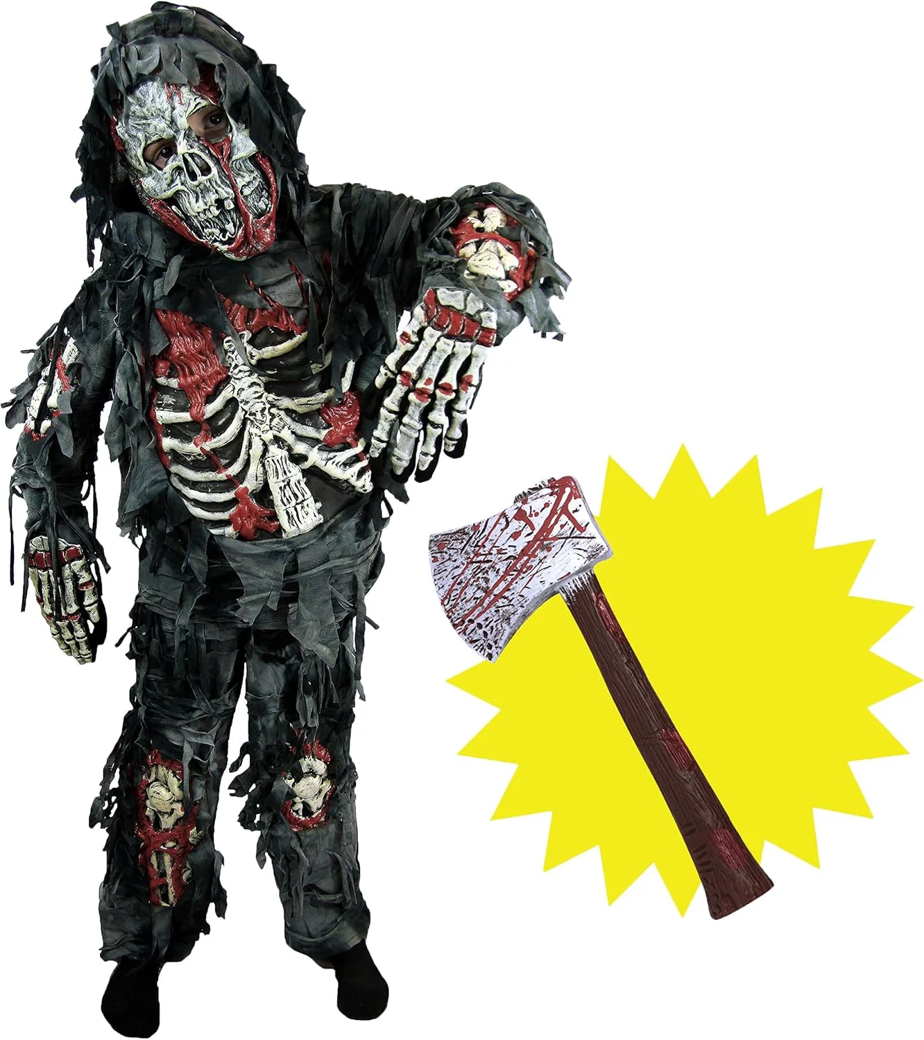 Spooktacular Creations Deluxe Zombie Costume for Kids with Bloody Axe - Image 8