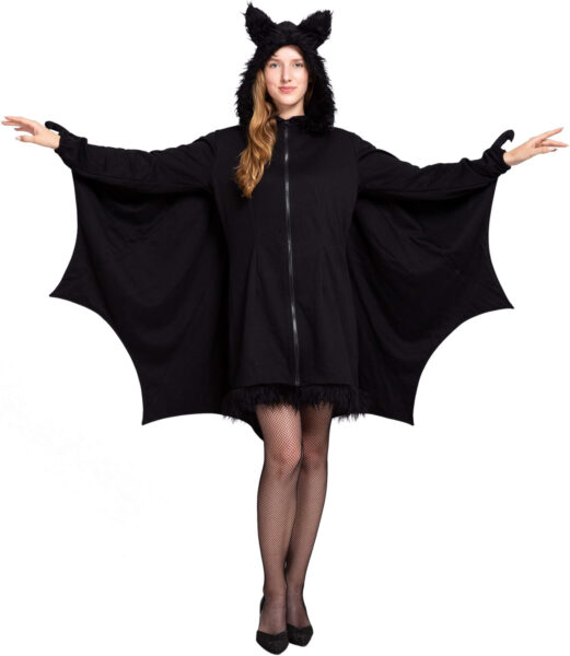 Spooktacular Creations Women's Black Bat Zip-up Hooded Halloween Costume for Adults