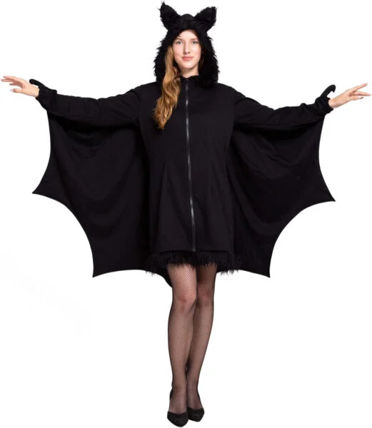 Spooktacular Creations Women's Black Bat Zip-up Hooded Halloween Costume for Adults