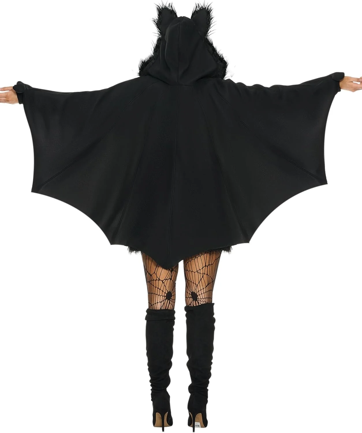 Spooktacular Creations Disfraces de Halloween con capucha y cremallera de murciélago negro para mujer para adultos - Imagen 3