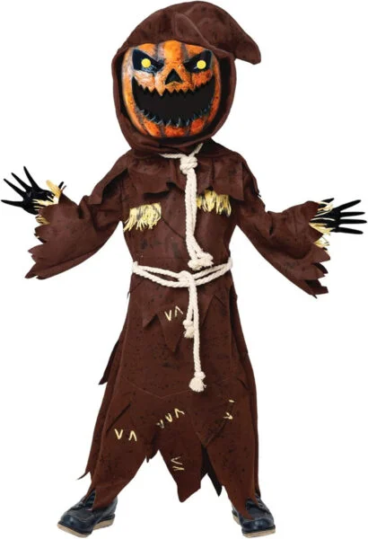 Spooktacular Creations Scarecrow Pumpkin Bobble Head Head con máscara de Halloween de calabaza para niños Rol-Playing (pequeño (5-7 años))