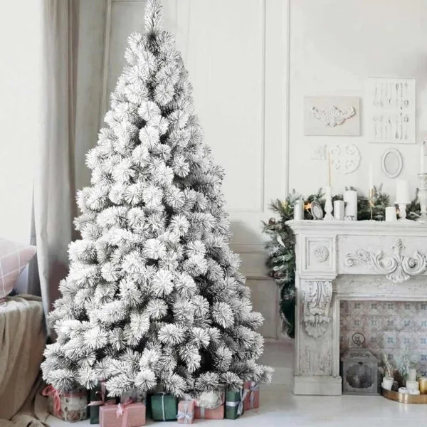 BAKAJI Árbol de Navidad Des Alpes Pino Verde nevado, supergrueso Completo, Base de Hierro Cruzado, Ramas con Nieve, Apertura de Montaje Simple y Espeso, decoración navideña (150 cm)