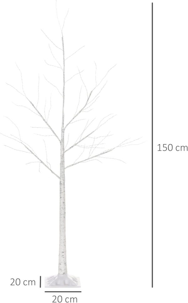 Outsunny Árbol de Abedul 150 cm de Altura con 210 Luces LED en Blanco Cálido Ramas Flexibles y Base para Decoración de Fiestas Cumpleaños Bodas 20x20x150 cm Blanco - Imagen 6