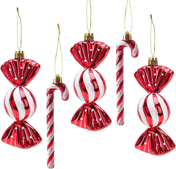 Adornos navideños Grandes Adornos Decorativos de bastón de Caramelo 18 Piezas Adornos navideños con Purpurina Decoraciones para árboles de Navidad Rojos y Blancos Adornos navideños(12CM) - Imagen 7