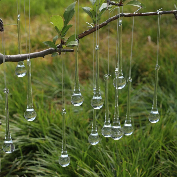 DAHI Adornos para árbol de Navidad, diseño de carámbanos y gotas de hielo, colgantes de cristal, decoración navideña, 12 unidades